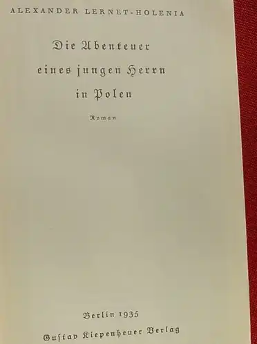 (1011656) Lernet-Holenia "Die Abenteuer eines jungen Herrn in Polen". 1935 Kiepenheuer Verlag, Berlin