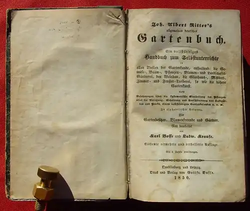 () "Joh. Albert Ritter-s allgemeines deutsches Gartenbuch". Basse 1850. Botanik