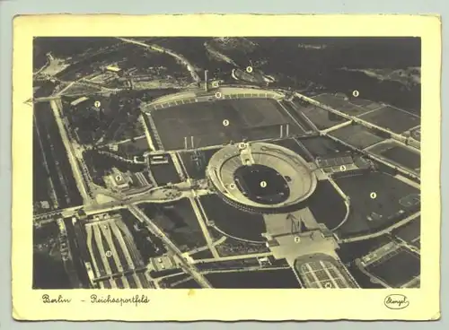 () Ansichtskarte. 'Berlin - Reichssportfeld'. Luftbild. Postalisch gelaufen 1941