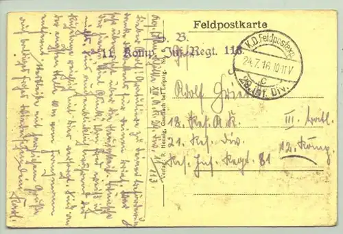 () Ansichtskarte / Feldpostkarte. Frankreich / Vrizy. WK I. 1916