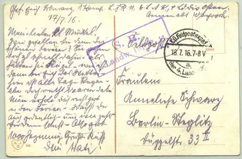 (1026699) Ansichtskarte. Wilno, Polen, postalisch gelaufen 1916. Weltkrieg. Feldpost