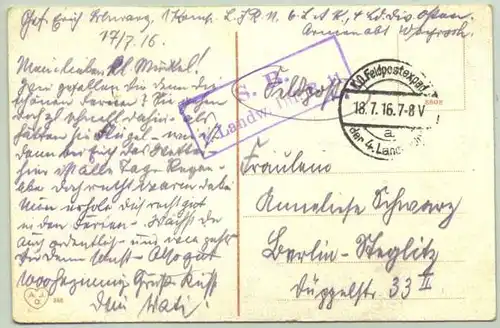 () Ansichtskarte. Wilno, Polen, postalisch gelaufen 1916. Weltkrieg. Feldpost