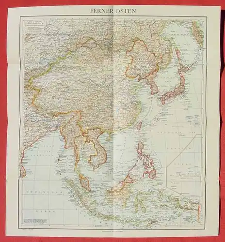 () "Schlag nach ueber Ostasien". Tornisterschrift des OKW 1942. Farbige Faltkarte