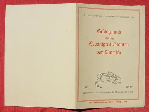 (1009162) "Schlag nach ueber die USA". Tornisterschrift des OKW 1942. Farbige Faltkarte