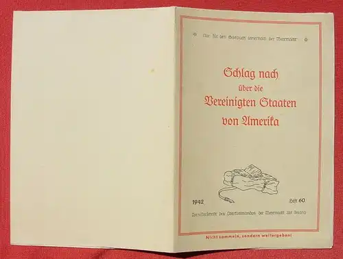 () "Schlag nach ueber die USA". Tornisterschrift des OKW 1942. Farbige Faltkarte