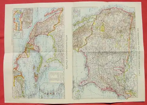 () "Schlag nach ueber die USA". Tornisterschrift des OKW 1942. Farbige Faltkarte