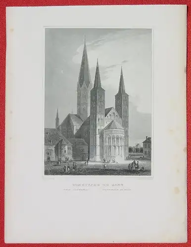 (1009294) "Domkirche zu Bonn". Stahlstich um 1880. Bildgroesse ca. 10,5 x 14,5 cm