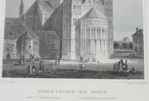 (1009294) "Domkirche zu Bonn". Stahlstich um 1880. Bildgroesse ca. 10,5 x 14,5 cm