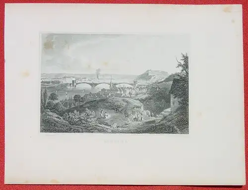 (1009296) "Coblenz". Alter Stahlstich um 1880. Bildgroesse ca. 14,5 x 10 cm