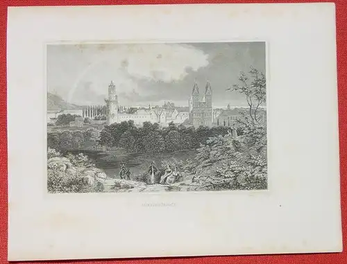 () "Andernach". Alter Stahlstich um 1880. Bildgroesse ca. 16 x 10,5 cm