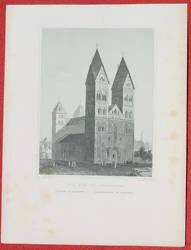 (1009300) "Dom zu Andernach". Alter Stahlstich um 1880. Bildgroesse ca. 11 x 14,5 cm