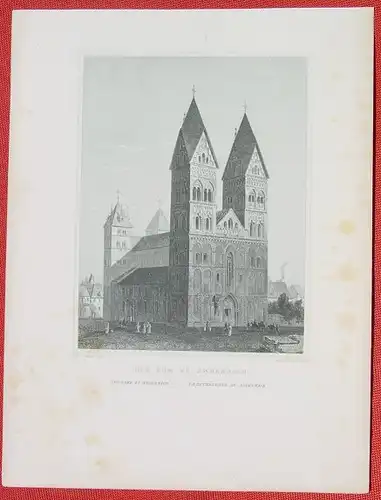 () "Dom zu Andernach". Alter Stahlstich um 1880. Bildgroesse ca. 11 x 14,5 cm