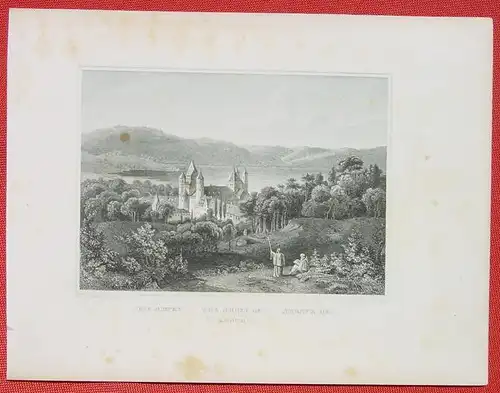 (1009301) "Abtei zu Laach". Alter Stahlstich um 1880. Bildgroesse ca. 15 x 10,5 cm