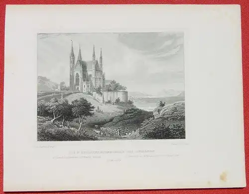 () "Die St. Apollinariuskirche bei Remagen". Stahlstich um 1880. Bildgroesse ca. 14 x 10,5 cm