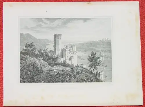 (1009310) "Stolzenfels". Alter Stahlstich um 1880. Bildgroesse ca. 16 x 11 cm