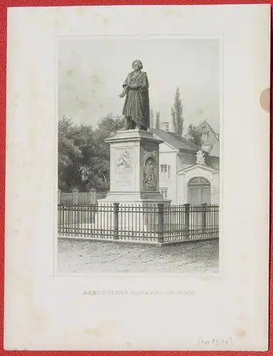 () "Beethoven-s Denkmal in Bonn". Stahlstich um 1880, Bild ca. 11 x 16 cm