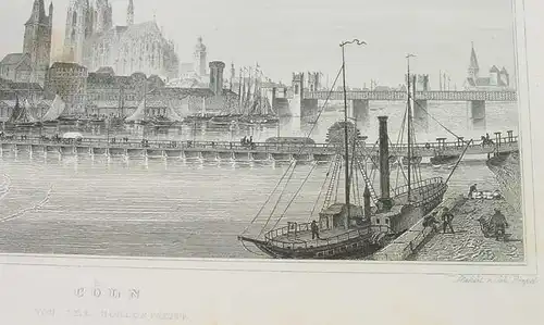 (1009315) "Coeln - von der Nordseite". Stahlstich um 1880, Bild ca. 19,5 x 11,5 cm