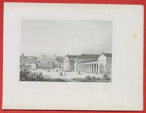 (1009317) "Der Cursaal in Wiesbaden". Stahlstich um 1880. Bildgroesse ca. 16 x 11 cm