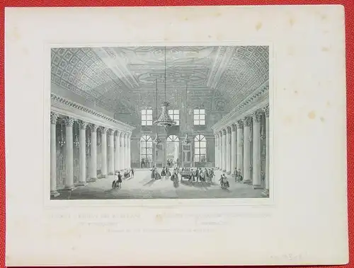 (1009318) "Innere Ansicht des Cursaals in Wiesbaden". Stahlstich um 1880. Bildgroesse ca. 16 x 11 cm