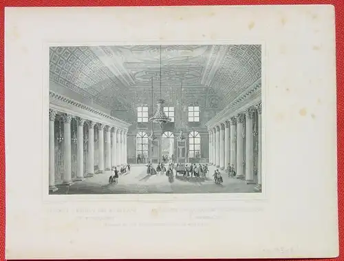 () "Innere Ansicht des Cursaals in Wiesbaden". Stahlstich um 1880. Bildgroesse ca. 16 x 11 cm