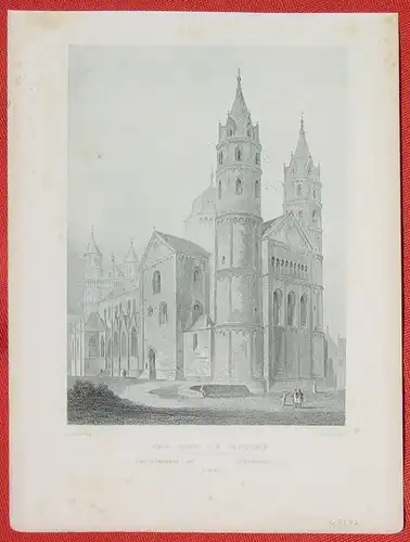 (1009330) "Der Dom in Worms". Alter Stahlstich um 1880. Bildgroesse ca. 13 x 17,5 cm