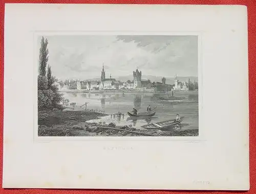 (1009337) "Eltville". Alter Stahlstich um 1880. Bildgroesse ca. 16 x 10 cm