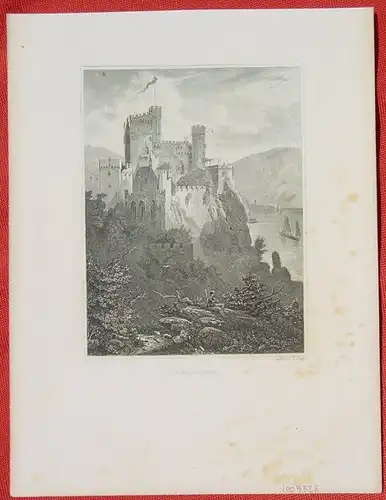 (1009338) "Rheinstein". Alter Stahlstich um 1880. Bildgroesse ca. 10,5 x 14 cm