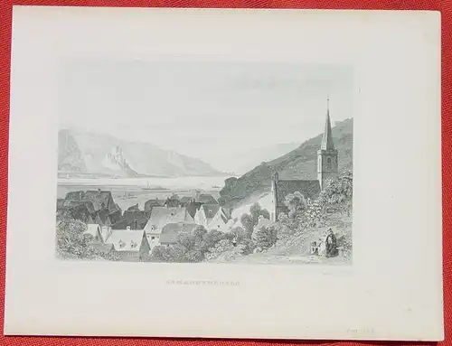 (1009339) "Assmannshausen". Alter Stahlstich um 1880. Bildgroesse ca. 16 x 11 cm