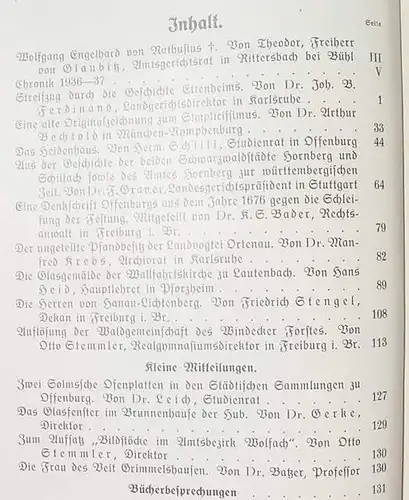 () "Die Ortenau". 24-1937  Geschichte Ettenheims, u.a. 140 S., Konkordia, Buehl-Baden 1937