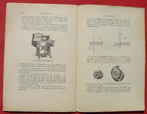 () "Stoffe und Werkzeuge zu den weiblichen Handarbeiten". 1911, Klinkhardt-Verlag, Leipzig u. Berlin # Spinnrad # Naehmaschine # Farbenlehre