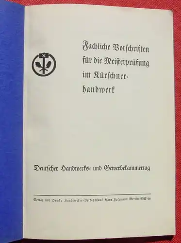 (0170027) "Kuerschnerhandwerk". 28 Seiten-Broschuere. Verlag Holzmann, Berlin 1937