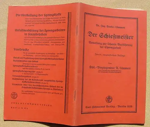 (0170028) "Der Schiessmeister" Sprengarbeit. Denker / Laemmert. 58 S., 1935 Heymanns-Verlag, Berlin