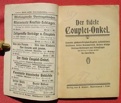 (0180061) "Der fidele Couplet-Onkel". Vortraege in lustigen Kreisen. 80 S., Danner-Verlag, Muehlhausen /Thueringen, 1920-er J