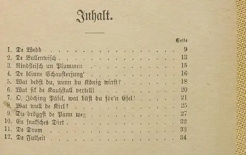 (0180082) "De Wedd und andere Laeuschen" Fritz Reuter. 40 S., 1916, Wiesbadener Volksbuecher, Nr. 142