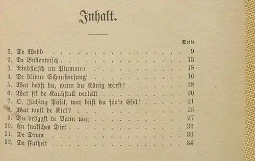 () "De Wedd und andere Laeuschen" Fritz Reuter. 40 S., 1916, Wiesbadener Volksbuecher, Nr. 142