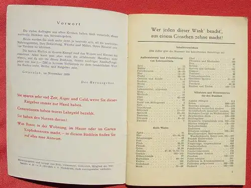(0200008) "Die rechte Hand der Hausfrau". 1123 praktische Winke u. Ratschlaege. 64 S., 1959 Uhlemeyer, Guetersloh