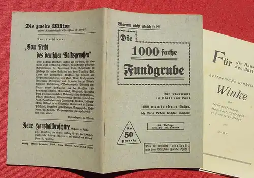 (0200018) "Die 1000-fache Fundgrube" Hausfrau. 64 S., Heymann Verlag, Friesack (Mark) Feb. 1940