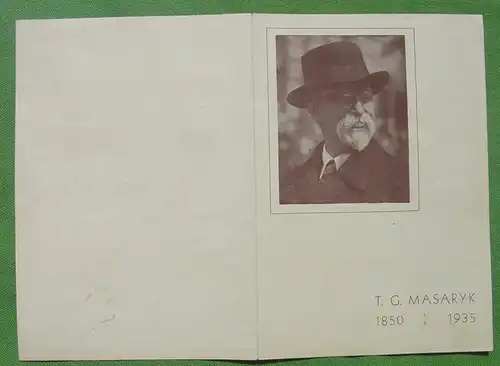 () Masaryk 1850-1935. Faltblatt. Gedenkblatt. Goldfarbener Sonderstempel auf 4 Briefmarken