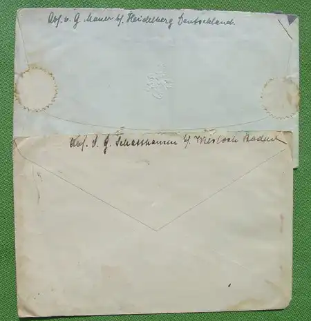 (1044966) 2 Kuverts Stempel Schatthausen Wiesloch 1934-35. Ohne Inhalt. Gebraucht
