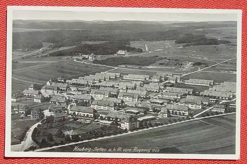 () Foto-Ansichtskarte. Heuberg-Stetten a. k. M. v. Flugzeug aus. Stempel 1936