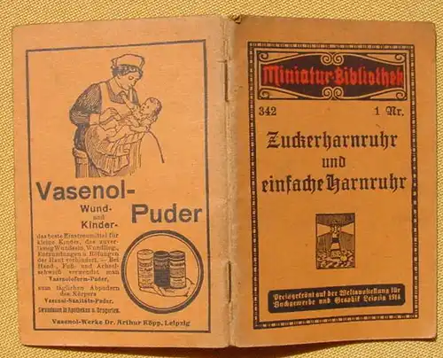 () "Zuckerharnruhr und einfache Harnruhr". Miniatur-Bibliothek, um 1914 Otto Paul, Leipzig