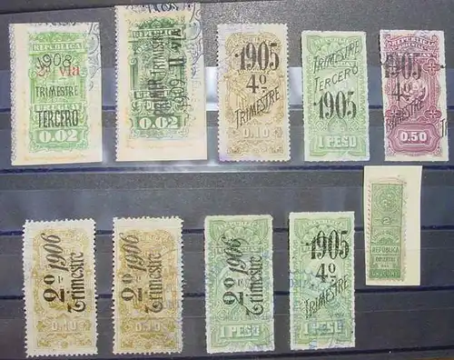 (1045299)  Uruguay. Kleine Partie Steuermarken ?  Briefmarken ? Siehe bitte Scan. 