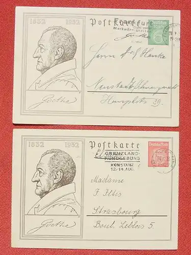 (1045348) Zwei Postkarten Goethe 1832-1932, Deutsches Reich, siehe bitte scan # Ganzsache