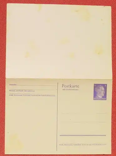 (1045349) Unbeschriebene Postkarte mit Antwortkarte, Drittes Reich, siehe bitte scan # Ganzsache