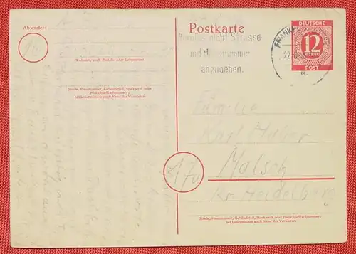 (1045369) Postkarte. Ganzsache. Deutsche Post 12 Pfennig 1946. Siehe bitte Bilder
