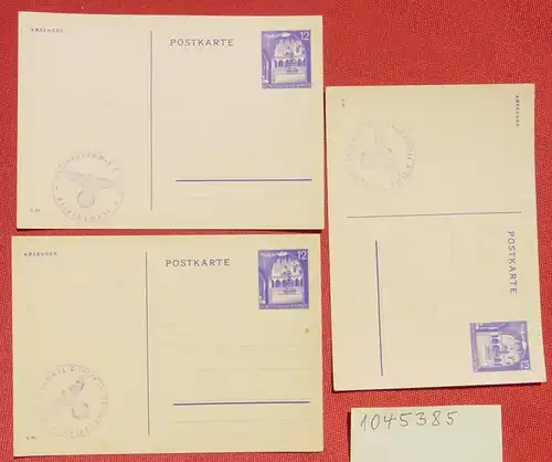 (1045385) 3 x Generalgouvernement. 3 Postkarten mit Feldpoststempel L 16240. Ruecks. blanko