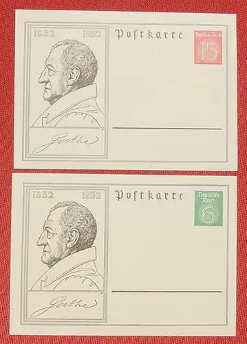 (1045386) 2 x Gedenkpostkarten Goethe 1832-1932. Unbeschrieben. m. E. TOP Zustand