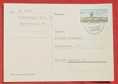 () 3 Belege mit Sondertarif Berlin 1991. Postkarte. Brief. Brief-Einschreiben