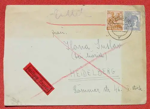 (1045398) Briefkuvert von 1948. Eilbote Express. Gebrauchsspuren, siehe Bilder