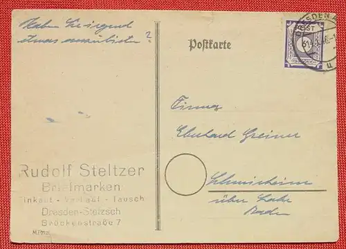(1045399) Postkarte. Post 6. Dresden 14. 1. 1946. Gebrauchsspuren, Risse, Knicke, siehe Bilder